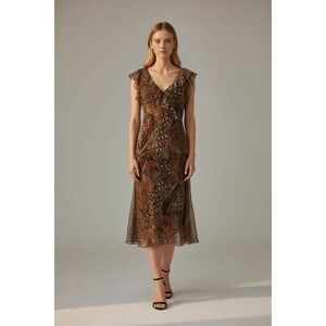 Y2K Skirt Set Silk Maxi Forest Fairy Phoebe Buffay Animal Print Boho Large‎ 14